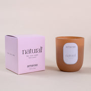 Amaraa natural soy wax candle with pink box, hand poured, minimalist design
