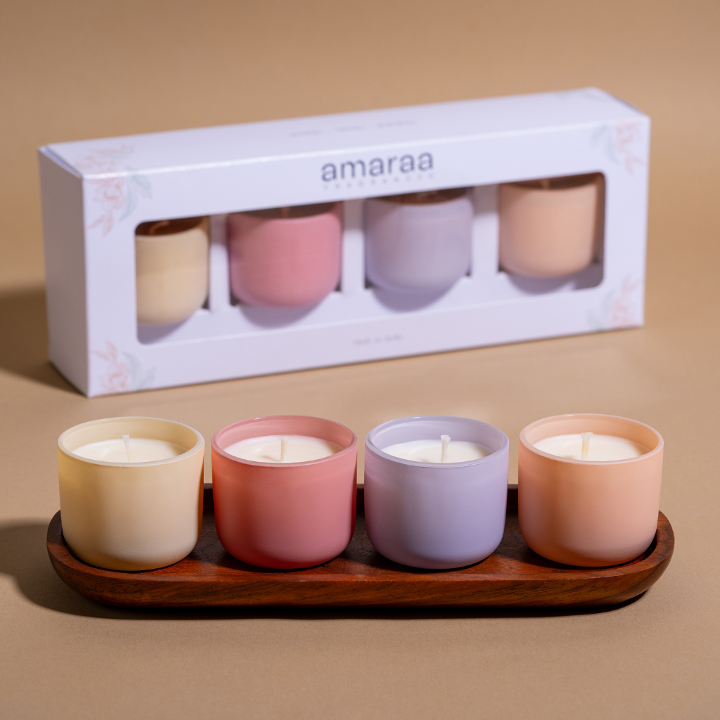 Colourful U Glass Scented Candles Set of 4 | Votives