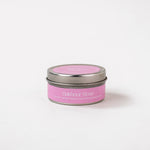 Load image into Gallery viewer, Bakhoor Rose soy wax candle tin with pink label on white background