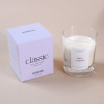 Load image into Gallery viewer, Amaraa Classic soy wax candle Misty Garden with box on beige background